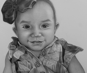 Retrato Hiperrealista por encargo de Bebé a  Lápiz por Gabriel Serna